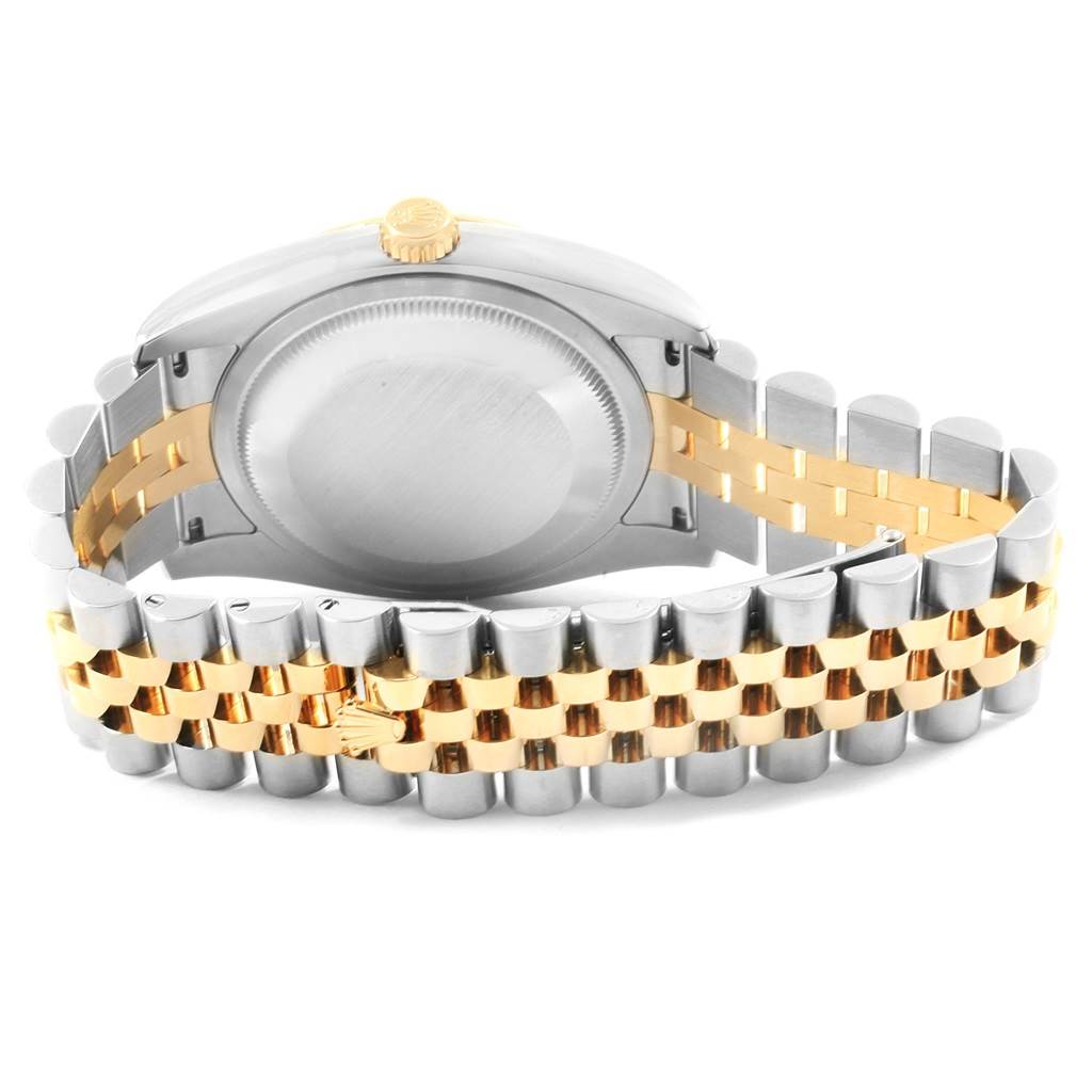 The image shows the back case and two-tone bracelet of a Rolex Datejust 116233 Men's Stainless Steel Silver Dial 116233 Men's Stainless Steel Silver Dial watch from a rear angle.