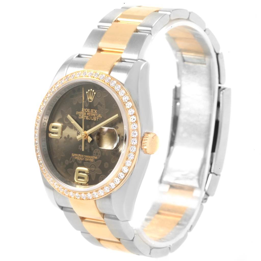 A Rolex Datejust 116243 Men
s Stainless Steel Brown Dial 116243 Men
s Stainless Steel Brown Dial is shown at a three-quarter angle, revealing the face, bezel, bracelet, and crown.