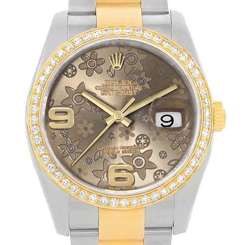 Photo of Rolex Datejust 36 Steel Yellow Gold Bronze Flower Dial Watch 116243