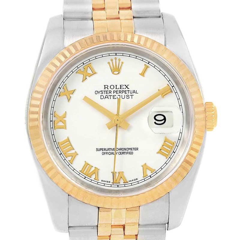 Rolex Datejust Steel Yellow Gold White Dial Mens Watch 116233 Box Papers SwissWatchExpo