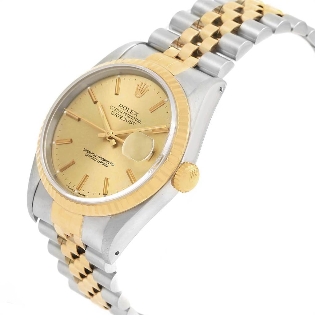 Rolex Datejust 36 Steel 18K Yellow Gold Mens Watch 16233 Box Papers ...