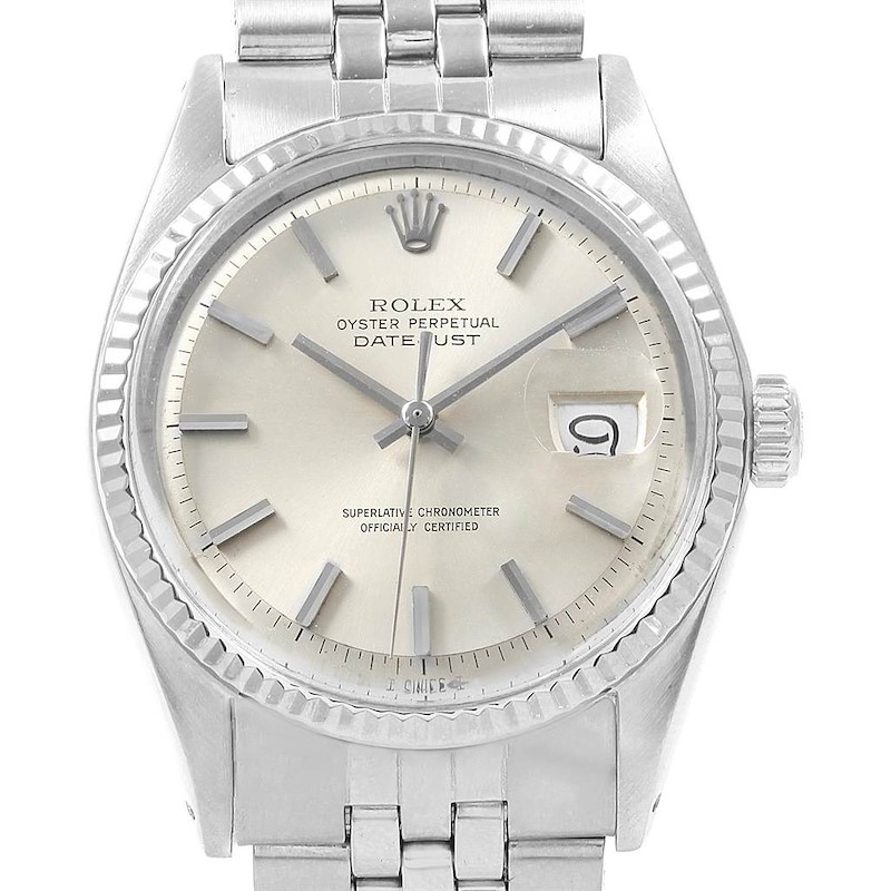 Rolex Datejust Steel White Gold Fluted Bezel Vintage Mens Watch 1601 SwissWatchExpo