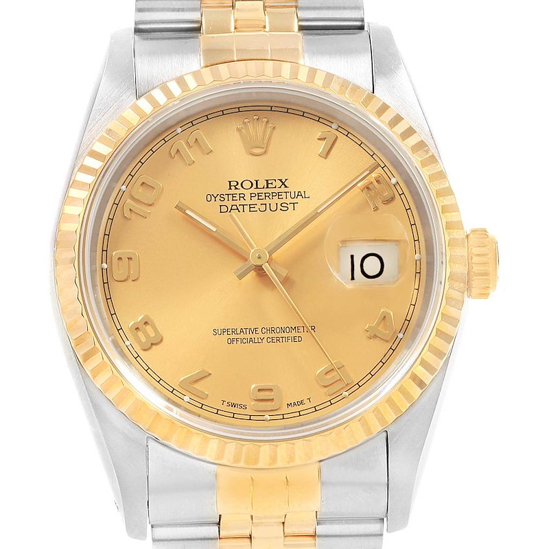 Rolex Datejust 36 Steel 18K Yellow Gold Mens Watch 16233 Box Papers SwissWatchExpo