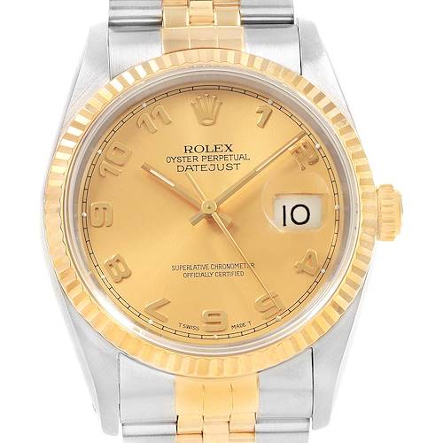 Photo of Rolex Datejust 36 Steel 18K Yellow Gold Mens Watch 16233 Box Papers