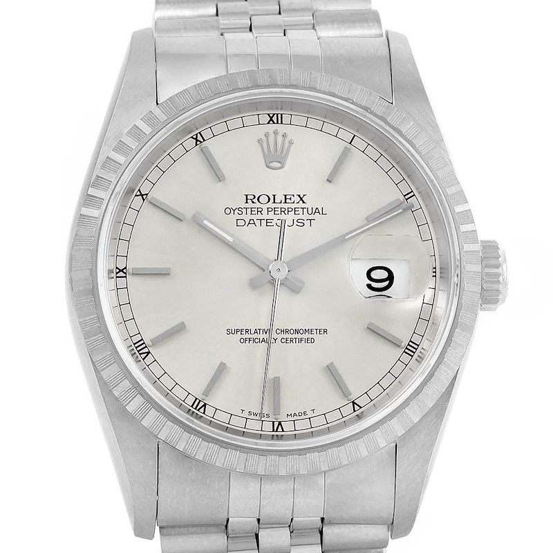Rolex DateJust 36 Silver Dial Steel Mens Watch 16220 Box Papers SwissWatchExpo