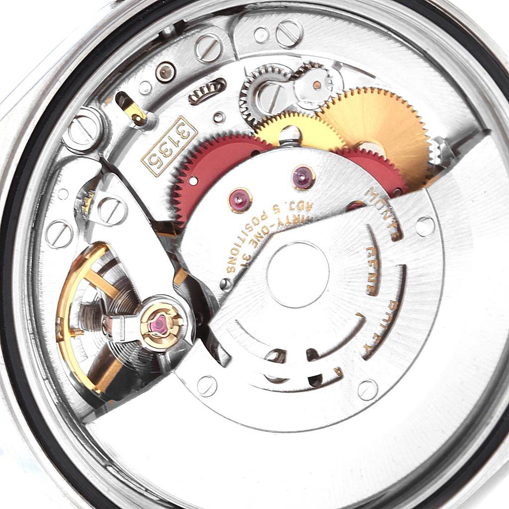 This image shows the internal mechanism and gears of a Rolex Datejust 16234 Men's Stainless Steel Silver Dial 16234 Men's Stainless Steel Silver Dial watch, viewed from the back.