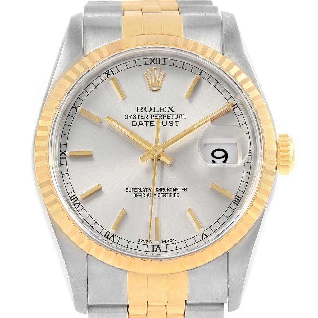 Rolex Datejust Stainless Steel Yellow Gold Mens Watch 16233 Box ...