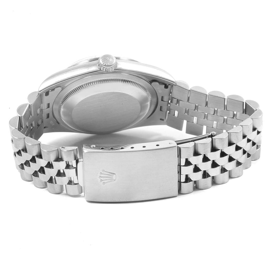 The image shows the back case and bracelet of a Rolex Datejust 16234 Men's Stainless Steel Silver Dial 16234 Men's Stainless Steel Silver Dial watch, viewed from the rear side.