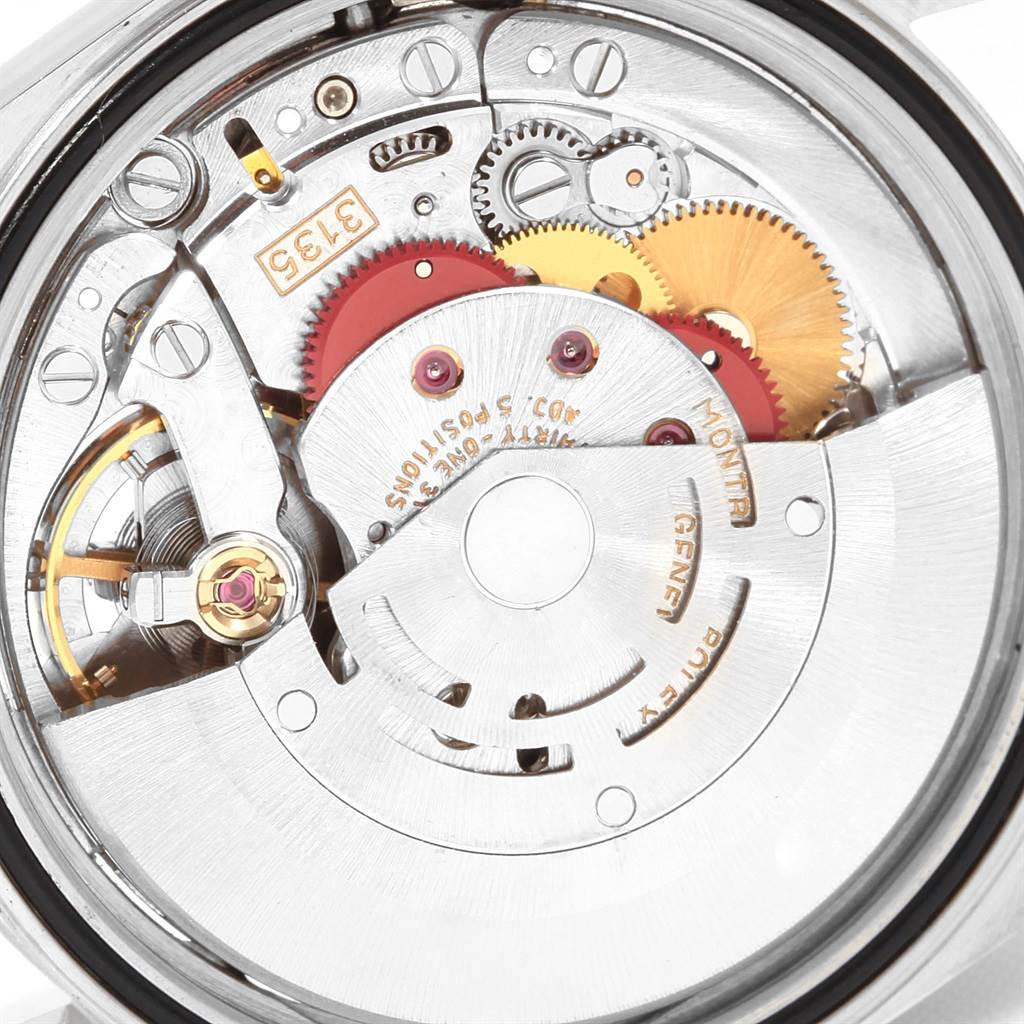 The image shows the internal mechanism and movement of a Rolex Datejust 16234 Men's Stainless Steel Silver Dial 16234 Men's Stainless Steel Silver Dial watch from a top-down angle.