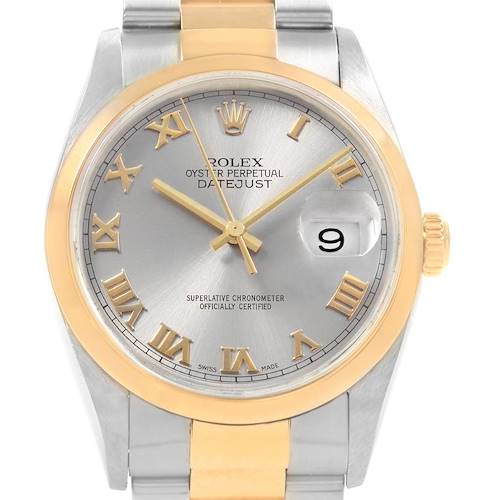 Photo of Rolex Datejust 36 Steel Yellow Gold Slate Roman Dial Mens Watch 16203