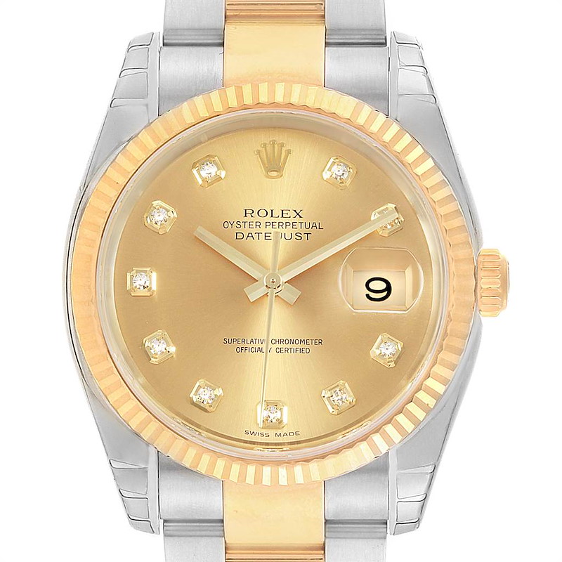 Rolex Datejust Steel Yellow Gold Oyster Bracelet Diamond Mens Watch 116233 SwissWatchExpo