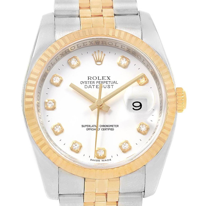 Rolex Datejust Steel Yellow Gold Diamond Mens Watch 116233 Box Papers SwissWatchExpo