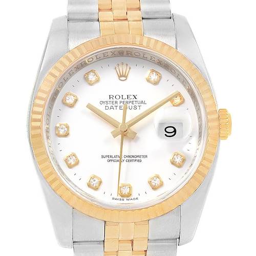 Photo of Rolex Datejust Steel Yellow Gold Diamond Mens Watch 116233 Box Papers