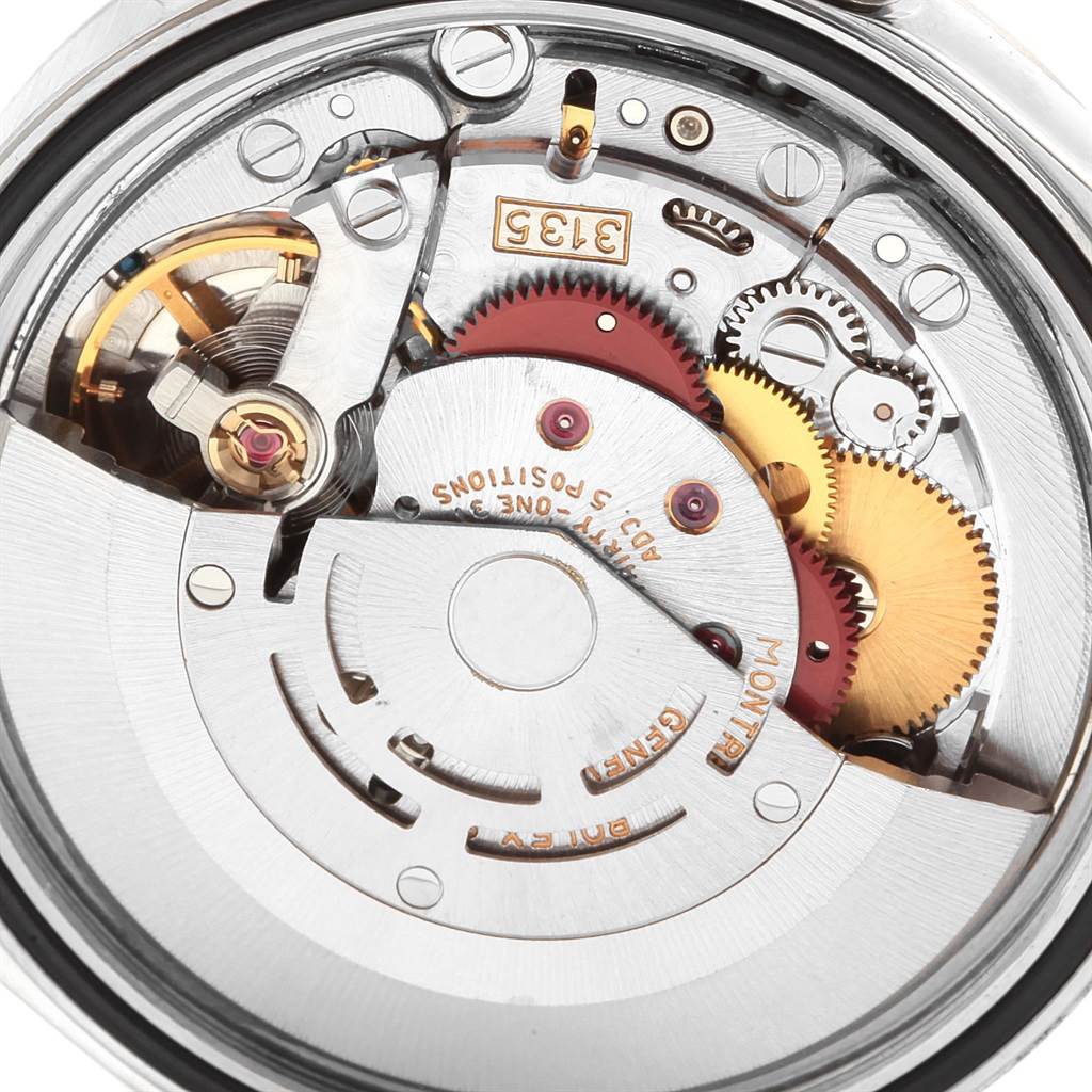 This image shows the detailed internal mechanism of a Rolex Datejust 16234 Men's Stainless Steel Blue Dial 16234 Men's Stainless Steel Blue Dial watch, highlighting its gears and movement parts.
