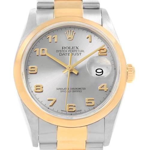 Photo of Rolex Datejust 36 Steel Yellow Gold Slate Arabic Dial Mens Watch 16203