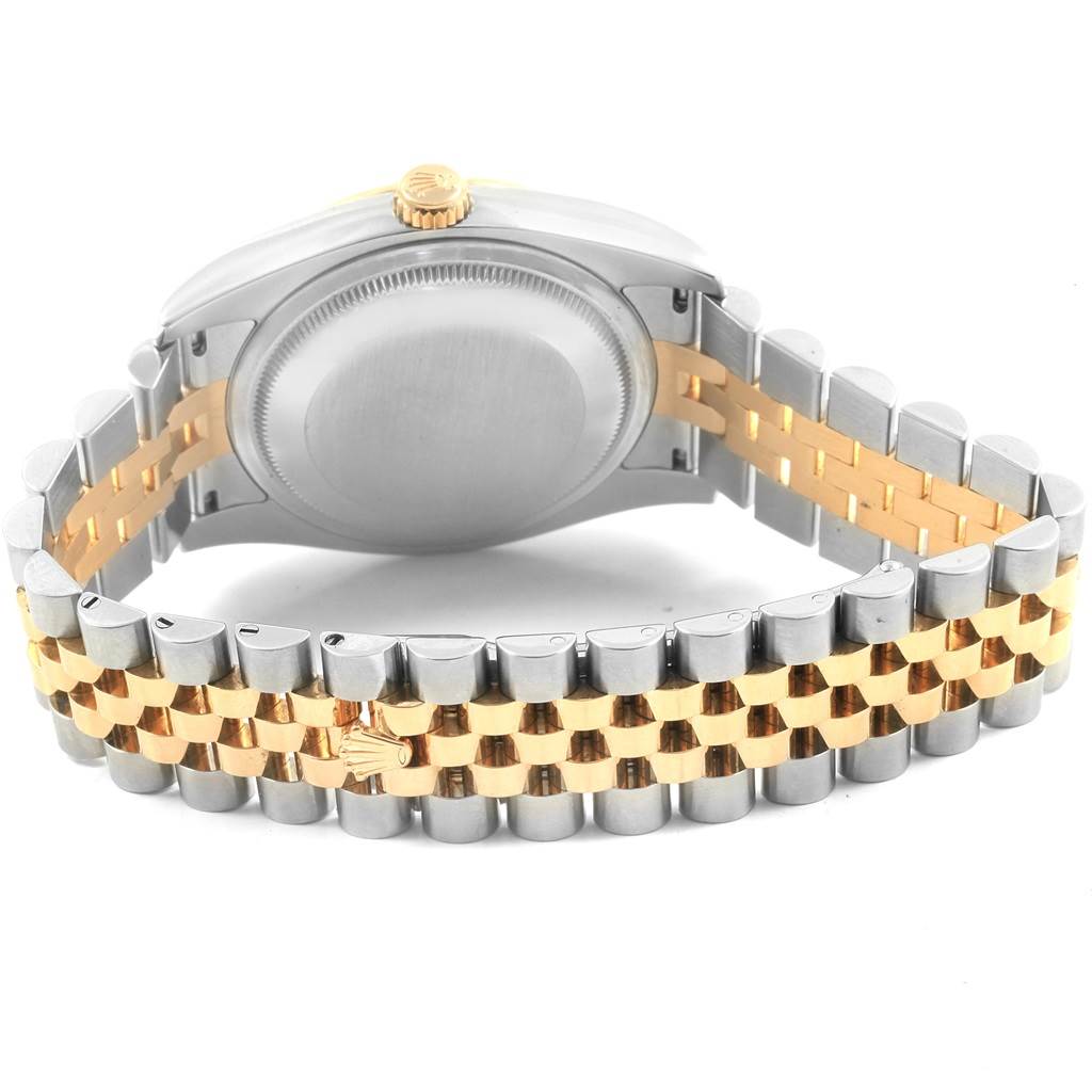 The image shows the back case and the Jubilee bracelet of a Rolex Datejust 116233 Men's Stainless Steel Silver Dial 116233 Men's Stainless Steel Silver Dial watch from the rear angle.