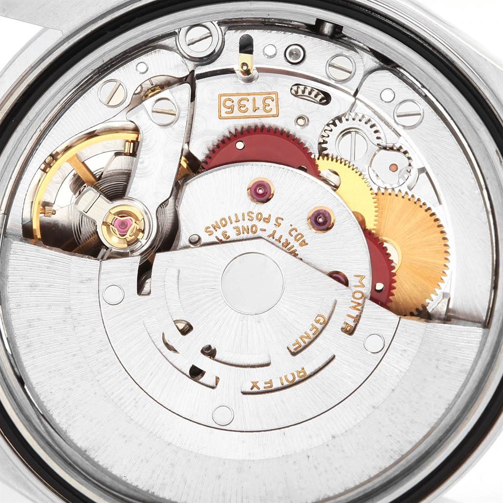 This image shows the intricate internal mechanism of a Rolex Datejust 16234 Men's Stainless Steel Silver Dial 16234 Men's Stainless Steel Silver Dial watch, viewed from the back.