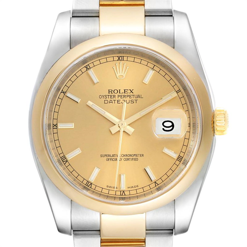 Rolex Datejust 36 Steel 18K Yellow Gold Oyster Bracelet Watch 116203 SwissWatchExpo