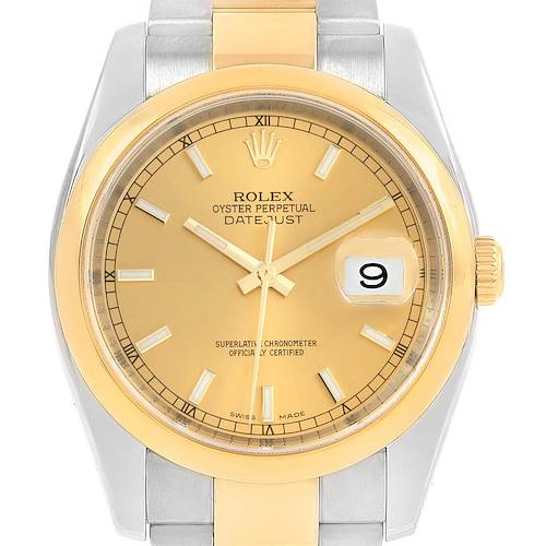 Photo of Rolex Datejust 36 Steel 18K Yellow Gold Oyster Bracelet Watch 116203
