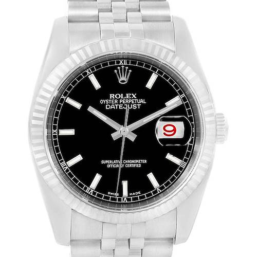 Photo of Rolex Datejust Steel White Gold Black Dial Jubilee Bracelet Watch 116234