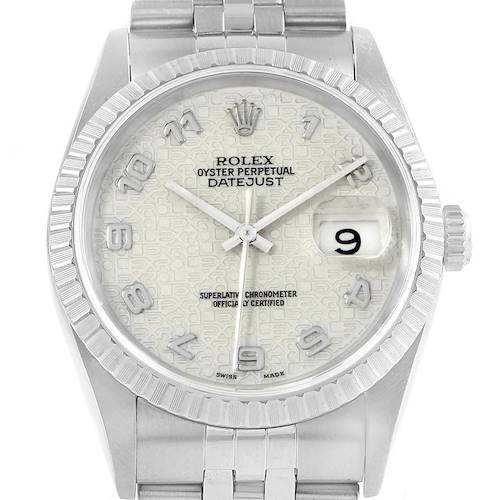 Photo of Rolex DateJust 36 Silver Jubilee Arabic Dial Steel Mens Watch 16220