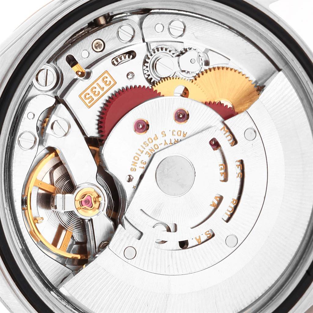 The image shows the movement mechanism of the Rolex Datejust 16234 Men's Stainless Steel Silver Dial 16234 Men's Stainless Steel Silver Dial watch, viewed from the back.