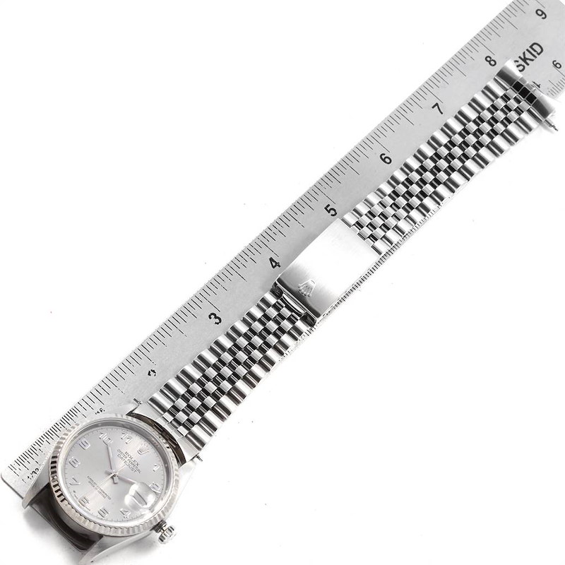 Rolex Datejust 36 Steel White Gold Silver Arabic Dial Mens Watch 16234 ...