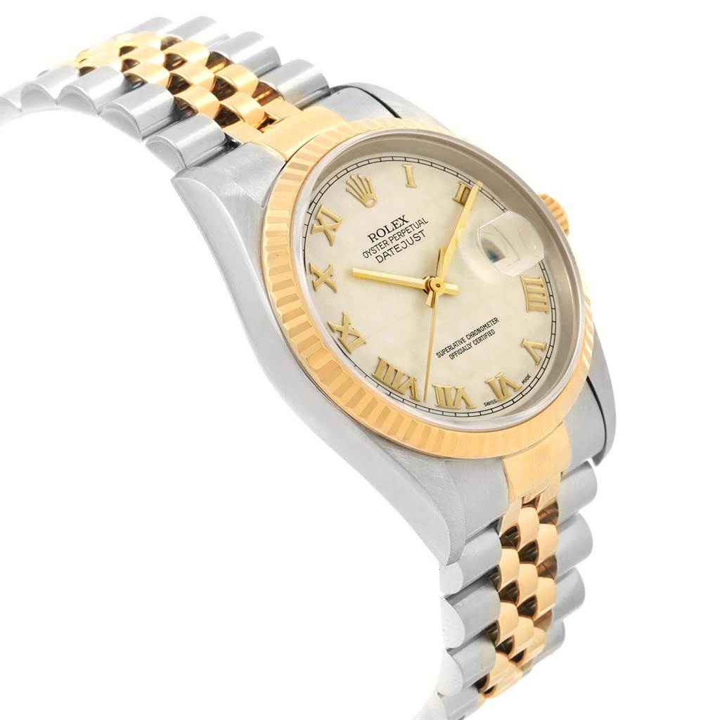 Rolex Datejust Steel Yellow Gold Ivory Pyramid Dial Mens Watch 16233 ...