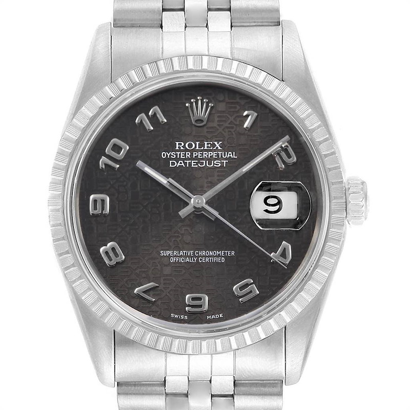 Rolex Datejust 36 Grey Anniversary Dial Steel Mens Watch 16220 SwissWatchExpo