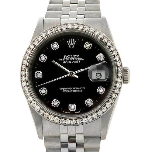Photo of Rolex Datejust Steel 18k White Gold Diamond Watch 16234