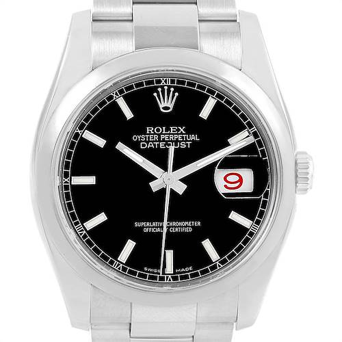 Photo of Rolex Datejust 36mm Black Dial Steel Mens Watch 116200 Box