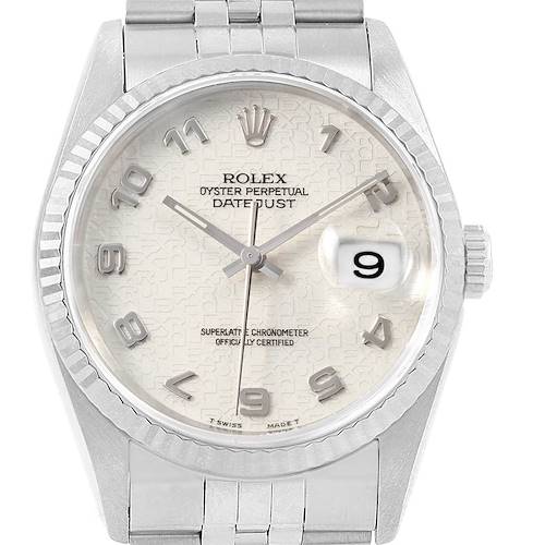 Photo of Rolex Datejust Steel White Gold Anniversary Arabic Dial Watch 16234