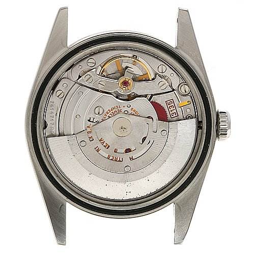 This image shows the internal mechanism of the Rolex Datejust 16234 Men's Stainless Steel Black Dial 16234 Men's Stainless Steel Black Dial watch from a back view, displaying its intricate components.