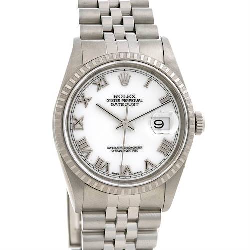 Photo of Rolex Datejust Mens Ss White Stick Dial Watch 16220