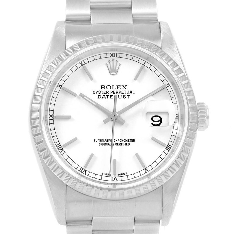 Rolex Datejust White Dial Automatic Steel Mens Watch 16220 Box Papers SwissWatchExpo