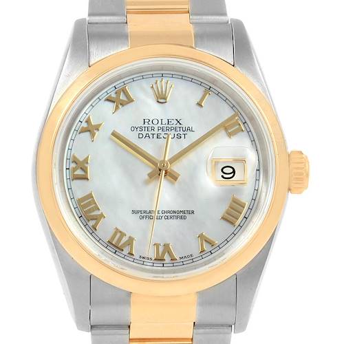 Photo of Rolex Datejust Steel Yellow Gold MOP Dial Mens Watch 16203 Box Papers