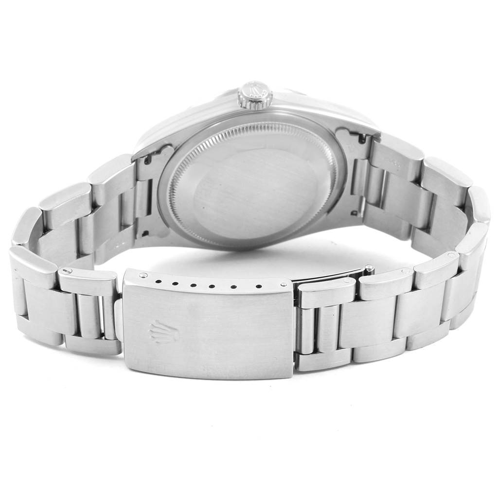 This image shows the back case and bracelet clasp of a Rolex Datejust 16220 Men's Stainless Steel Silver Dial 16220 Men's Stainless Steel Silver Dial watch, viewed from the rear.