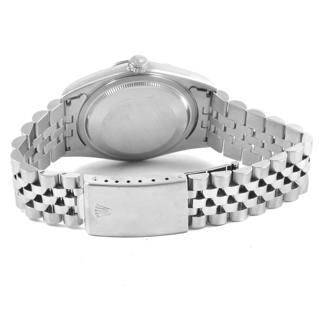The image shows the back case and bracelet clasp of a Rolex Datejust 16234 Men's Stainless Steel Silver Dial 16234 Men's Stainless Steel Silver Dial watch at a rear angle.