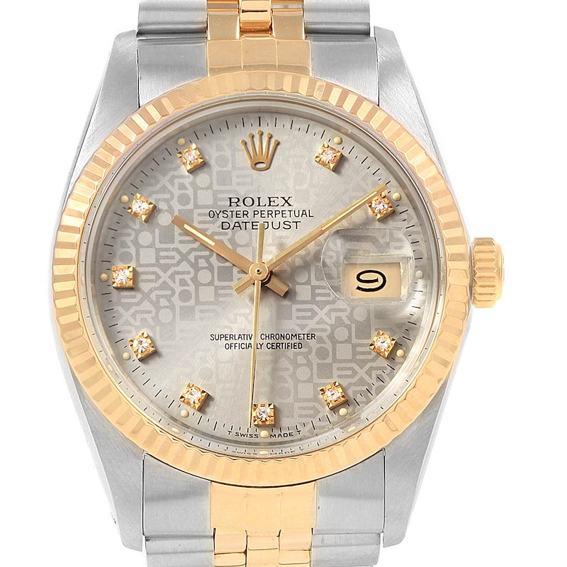 Rolex Datejust 36 Steel Yellow Gold Anniversary Diamond Dial Watch 16013 SwissWatchExpo