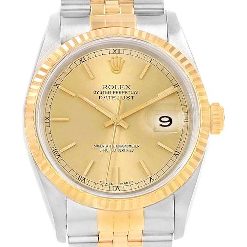 Photo of Rolex Datejust 36 Steel 18K Yellow Gold Mens Watch 16233