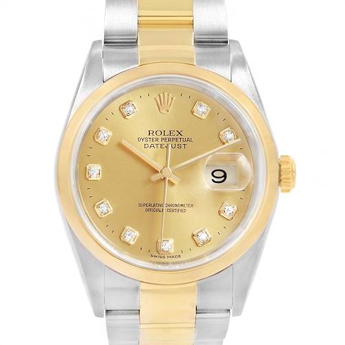 Photo of Rolex Datejust 36 Steel Yellow Gold Diamond Dial Mens Watch 16203