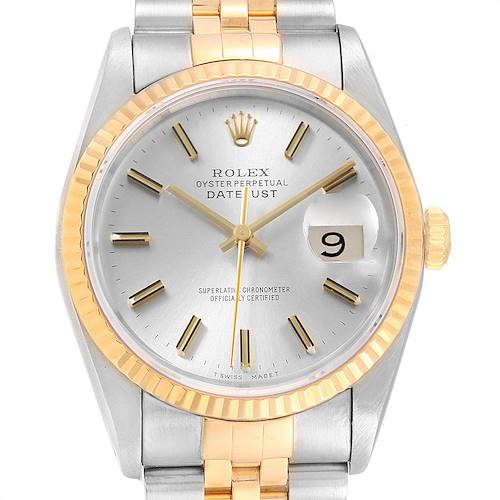 Photo of Rolex Datejust 36 Steel Yellow Gold Silver Dial Mens Watch 16233