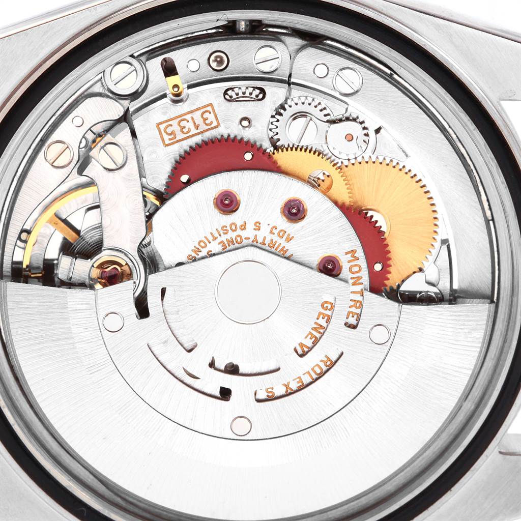 This image shows the internal movement mechanism of a Rolex Datejust 16234 Men's Stainless Steel Silver Dial 16234 Men's Stainless Steel Silver Dial watch, viewed from the back.