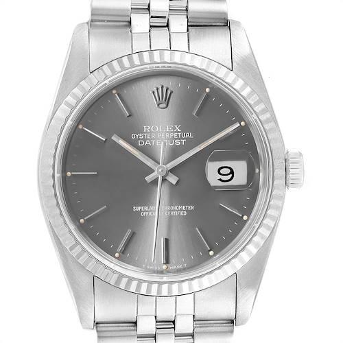 Photo of Rolex Datejust 36 Steel White Gold Grey Dial Mens Watch 16234