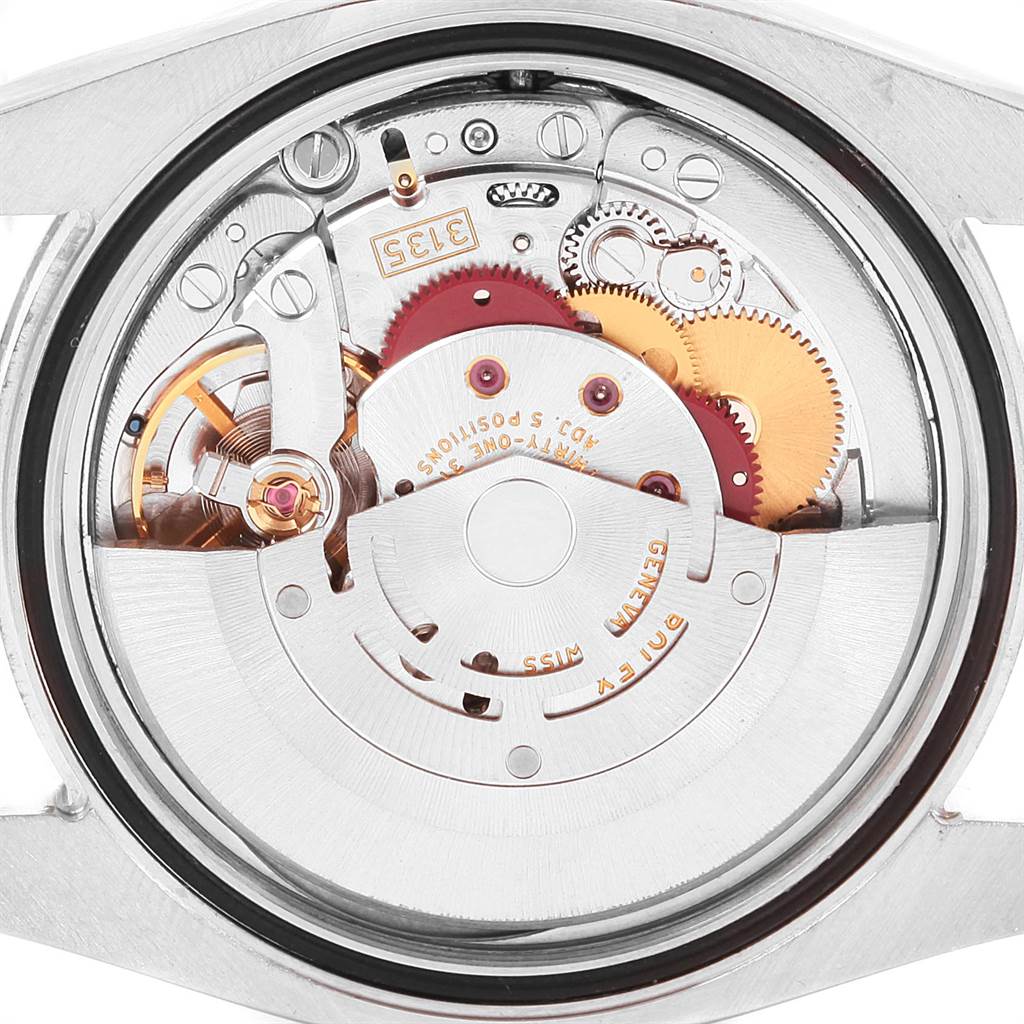 This image shows the internal movement mechanism of a Rolex Datejust 116233 Men
s Stainless Steel Silver Dial 116233 Men
s Stainless Steel Silver Dial watch from a back angle.