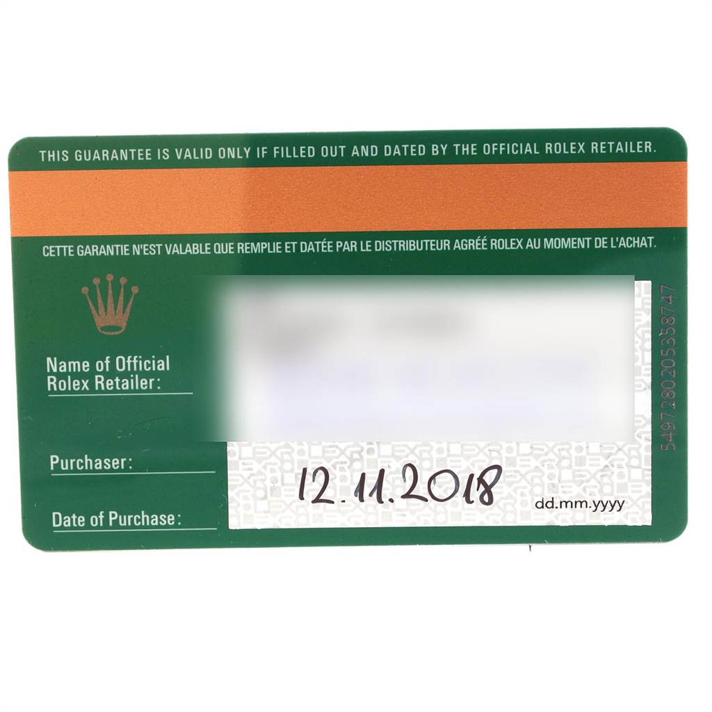 This is the warranty card for the Datejust model by Rolex.