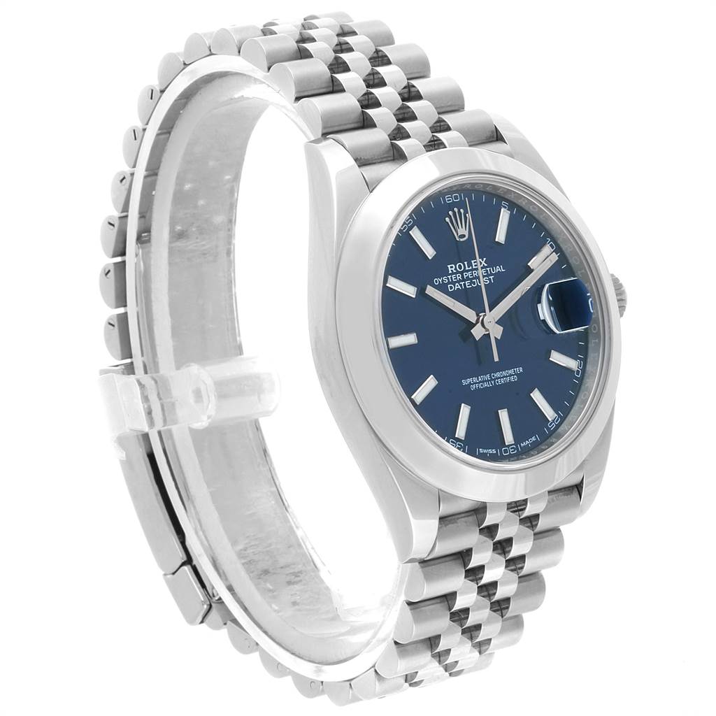 rolex datejust 41 blue dial stainless steel men's watch