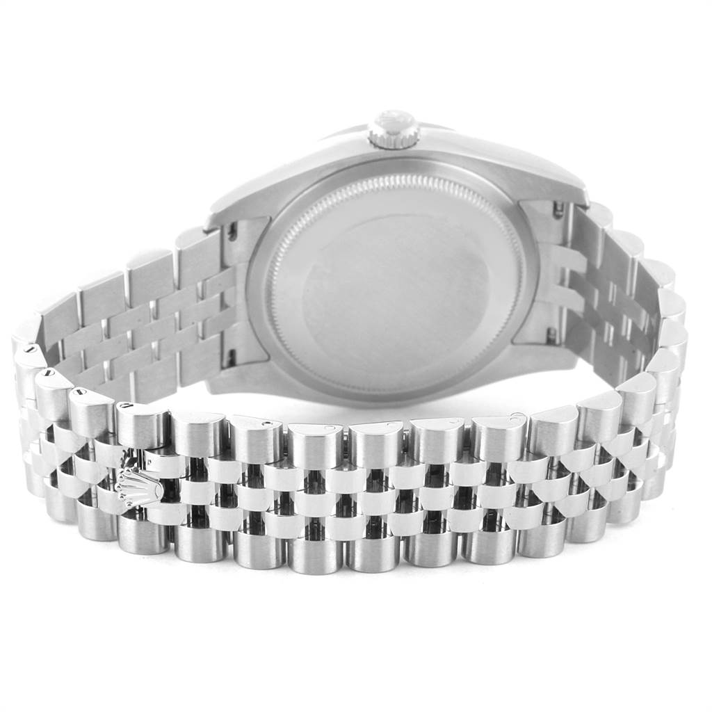 The image shows the back and bracelet of a Rolex Datejust 116244 Men's Stainless Steel Mother of Pearl Dial 116244 Men's Stainless Steel Mother of Pearl Dial watch, highlighting the clasp and caseback.