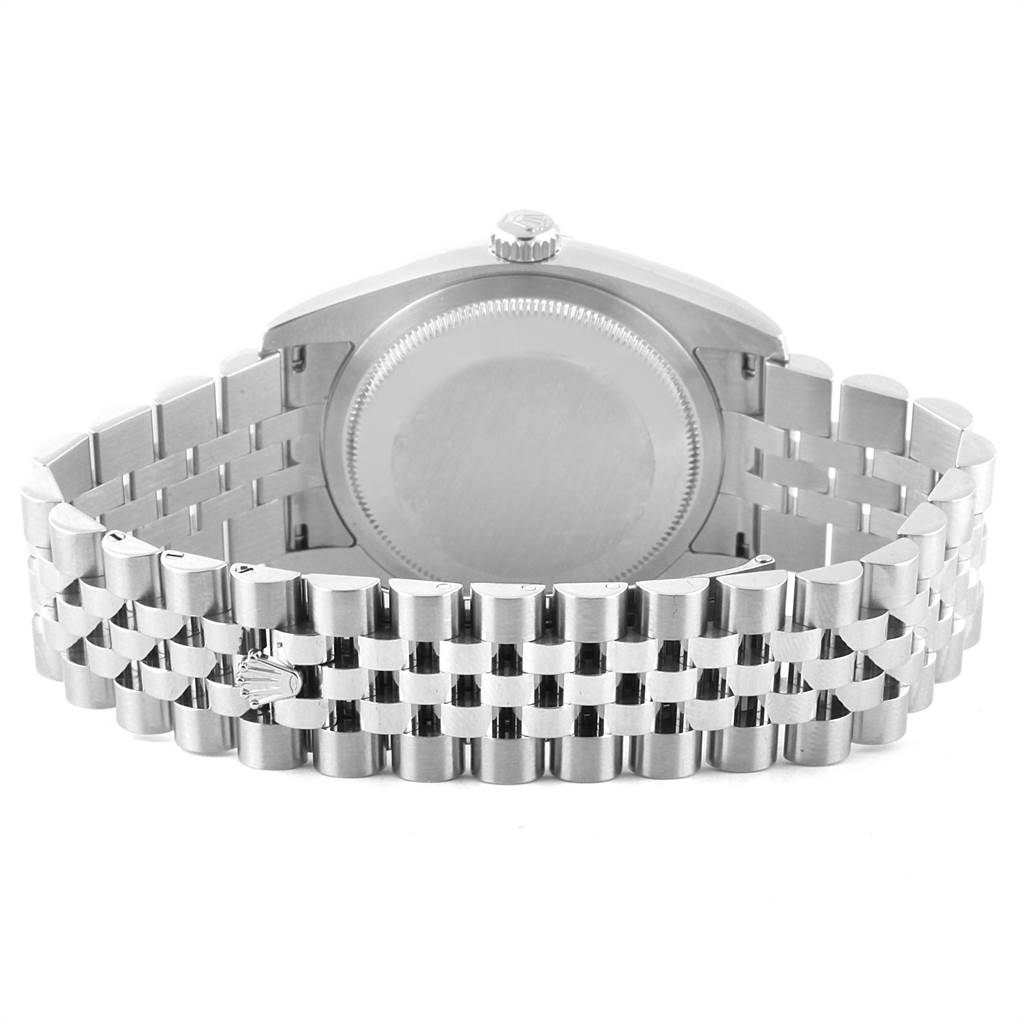 This image shows the back view of a Rolex Datejust 116234 Men's Stainless Steel Black Dial 116234 Men's Stainless Steel Black Dial watch, focusing on the case back and the bracelet.