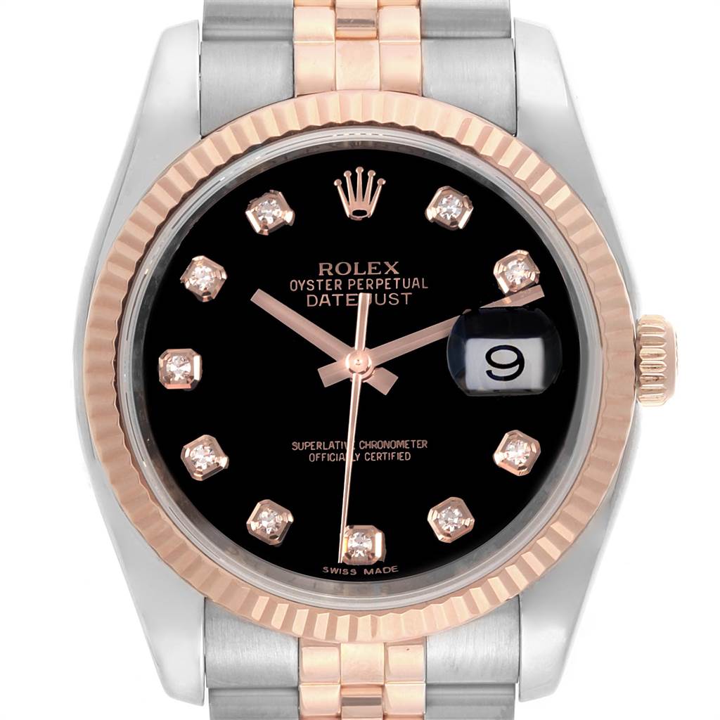 Rolex Datejust 36 Steel EveRose Gold Diamond Unisex Watch 116231 ...